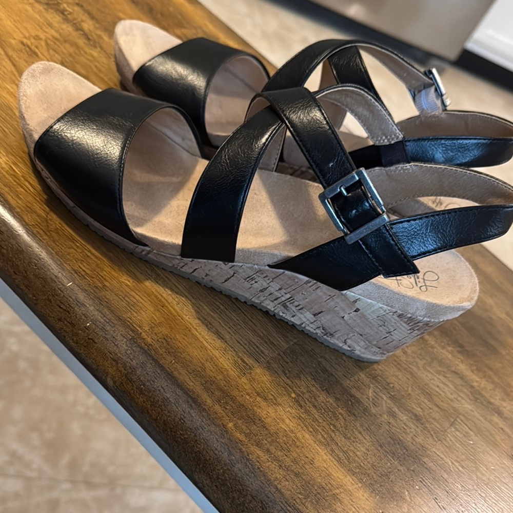 LifeStride soft system Black Strappy Wedge Sandals - Picture 3 of 11